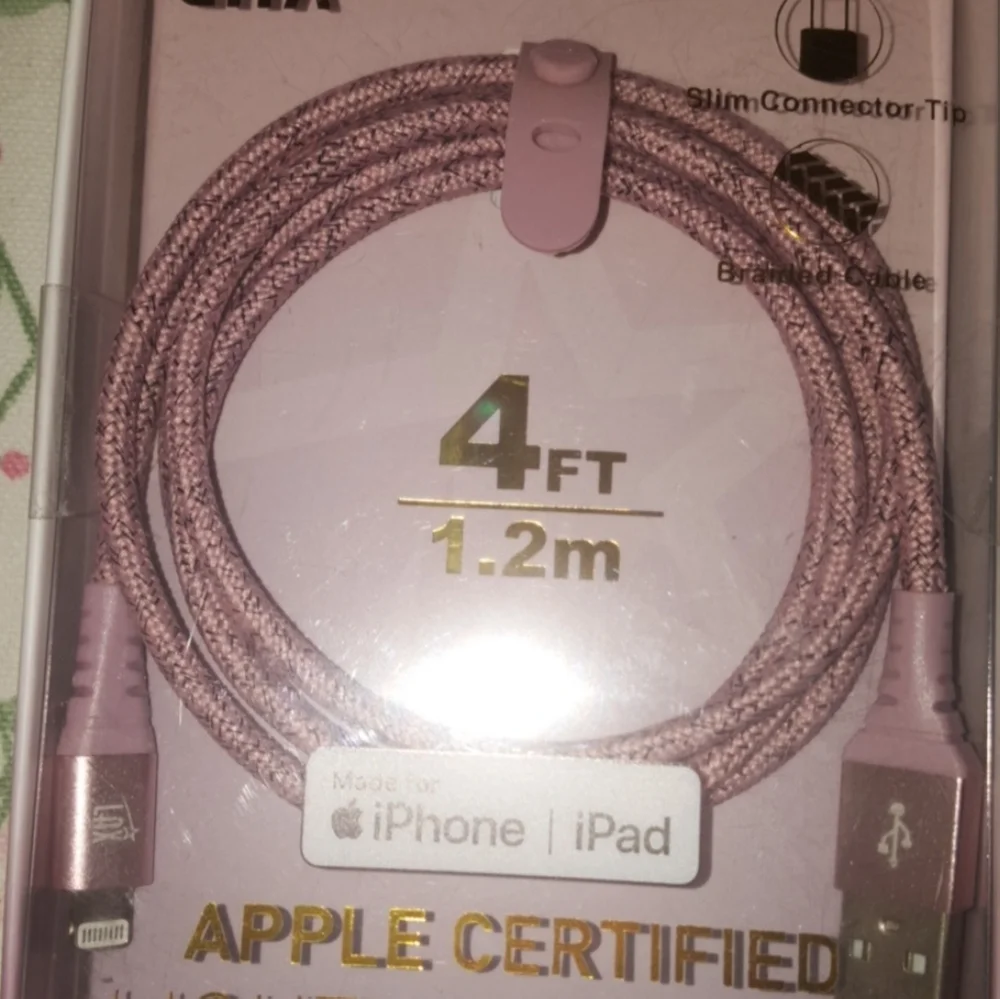 Apple-Certified Lightning Cable - Green, Rose Gold & Purple